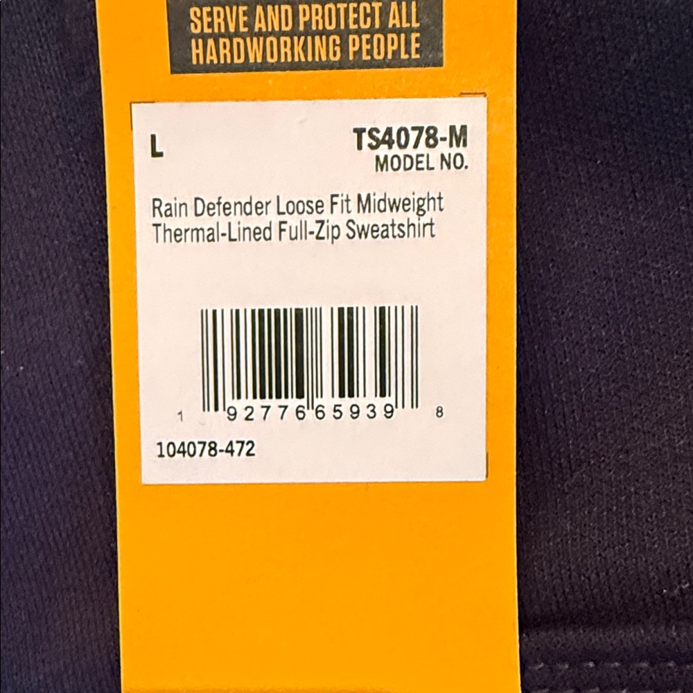 Carhartt Rain Defender Dark Blue Full-Zip Sweatshirt - Picture 4 of 5